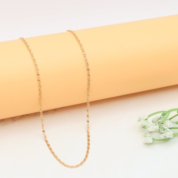 Elegant Rose Gold Plated Chain Necklace with Classic Pattern, XPNL0391 - Picture 1 of 11